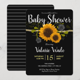 Rustikales Land Sonnenblumen Babydusche Einladung