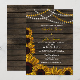 Rustikales Land Sonnenblumen Barnholz Hochzeit Einladung