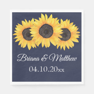 Rustikales Land Sonnenblumen Blaues Mittagessen Na Serviette
