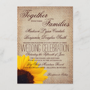 Rustikales Land Sonnenblumen Burlap Hochzeit Einla Einladung