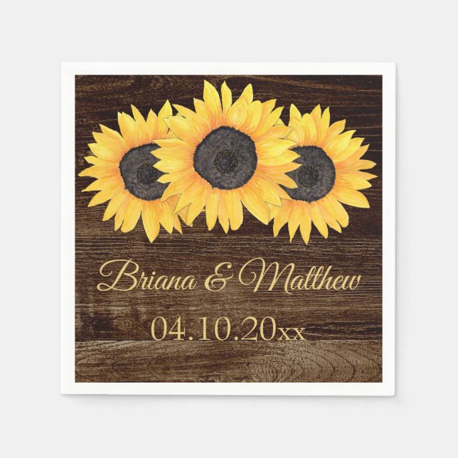 Rustikales Land Sonnenblumen Cocktail Napkin Serviette (Vorderseite)