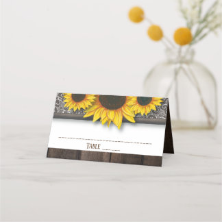 Rustikales Land Sonnenblumen Hochzeitstisch Platzk Platzkarte