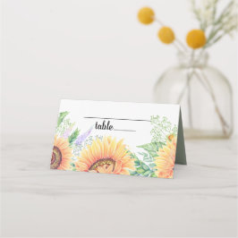 Rustikales Land Sonnenblumen Hochzeitstisch Platzk Platzkarte