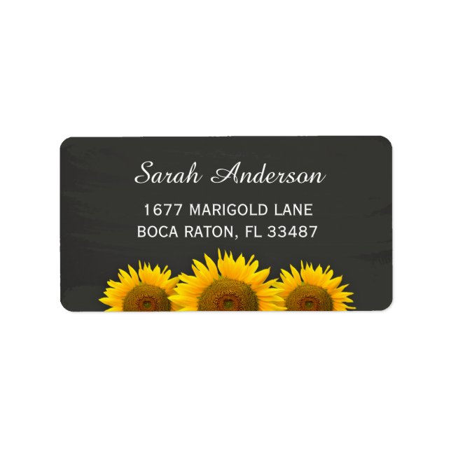 Rustikales Land Sonnenblumen Klassisches Chalkboar Adressaufkleber (Vorne)
