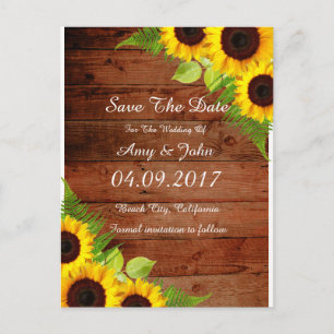 Rustikales Land Sonnenblumen Save the Date Postkar Ankündigungspostkarte