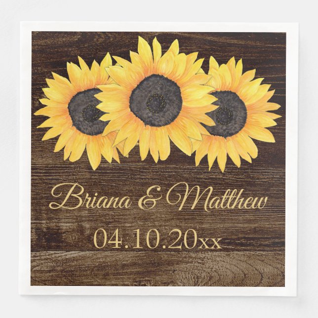 Rustikales Land Sonnenblumen Wohn-Dinner Napkin Serviette (Vorderseite)