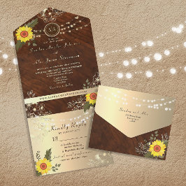 Rustikales Land Sonnenblumenstrandlicht Hochzeit All In One Einladung