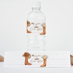 Rustikales Land Stiefel & Hat Wasser Flasche Etike