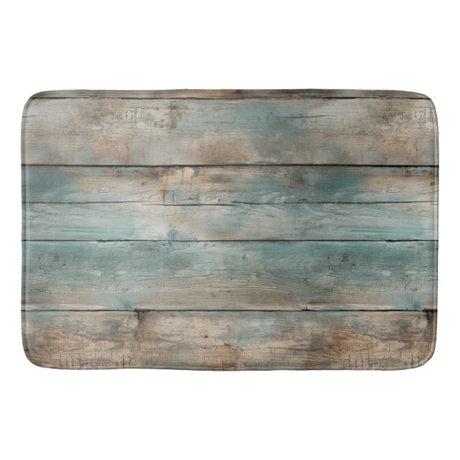 Rustikales Land trug blaue Holzkarten. Badematte (Vorderseite)
