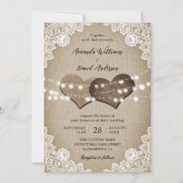 Rustikales Land Vintag Burlap Blues Hochzeit Einladung