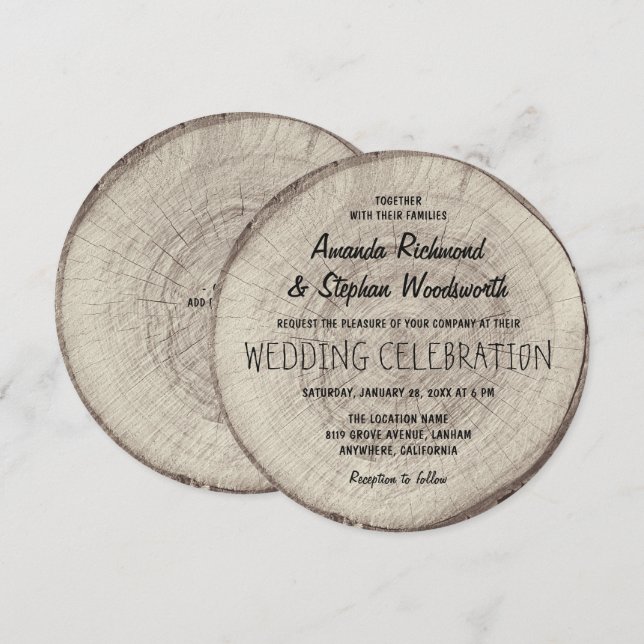 Rustikales Land Vintage Baumhochzeit Einladung (Vorne/Hinten)