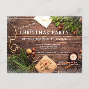 Rustikales Land Weihnachten Pinienwald Postkarte