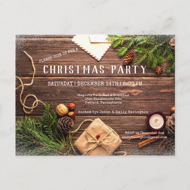 Rustikales Land Weihnachten Pinienwald Postkarte (Vorderseite)