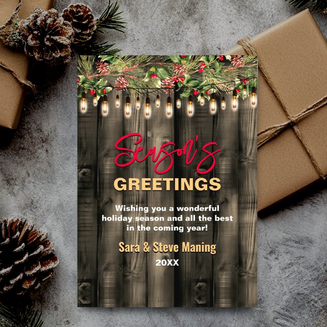 Rustikales Land Weihnachtsgrün Feiertag Gruß Feiertagskarte (Von Creator hochgeladen)