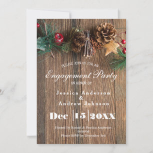 Rustikales Land-WeihnachtsVerlobungs-Party Einladung