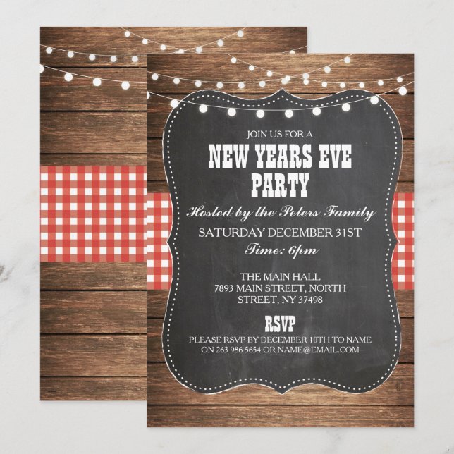 Rustikales Land-Western-Silvester-Party laden ein Einladung (Vorne/Hinten)