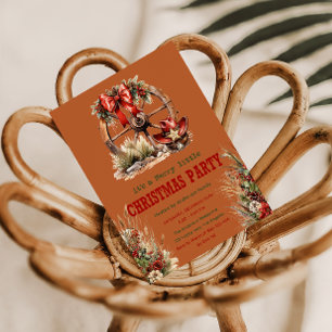 Rustikales Land Western Weihnachten Party Einladun Einladung