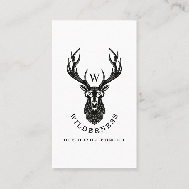Rustikales Land Wilderness Deer & Glasses Kariert Visitenkarte (Vorderseite)