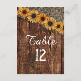 Rustikales Land Wood & Burlap Hochzeiten Tischnumm Einladung