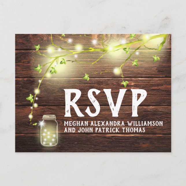 Rustikales Land Wood Mason Jar String Lights UAWG Postkarte (Vorderseite)