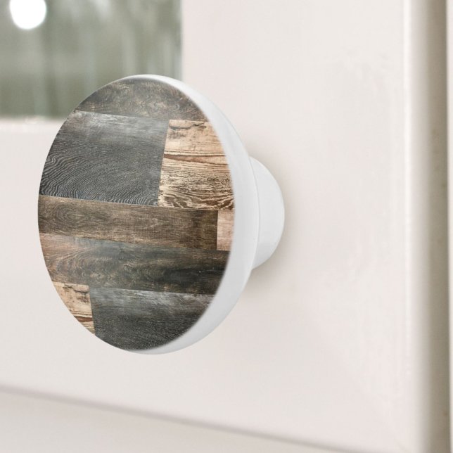 Rustikales Landhaus Grau Brown Barn Wood Keramikknauf (Rustic Country Farmhouse Grey Brown Barn Wood Ceramic Knob)