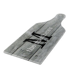 Rustikales Landhaus Grauer Mit Monogramm Name Schneidebrett