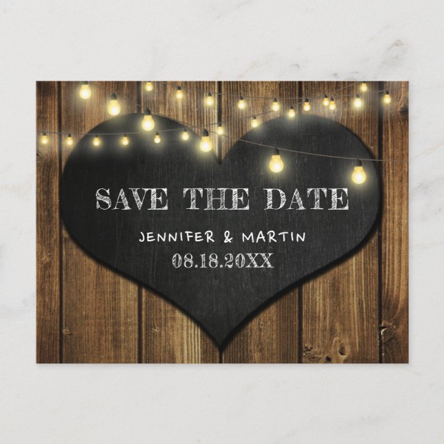 Rustikales Landhaus Herz Save the Date Ankündigungspostkarte (Vorderseite)