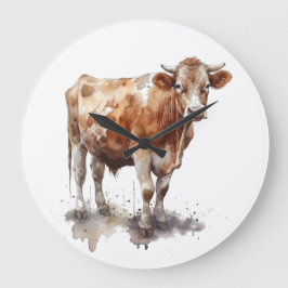 Rustikales Landhaus Kuh Portrait Große Wanduhr