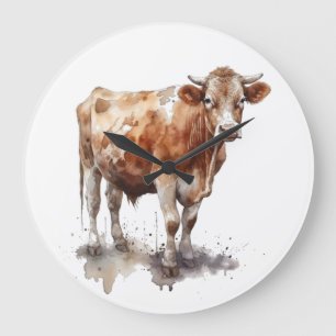 Rustikales Landhaus Kuh Portrait Große Wanduhr