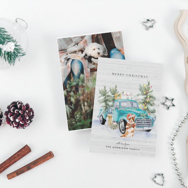 Rustikales Landhaus LKW Weihnachtskarte Feiertagskarte (Von Creator hochgeladen)