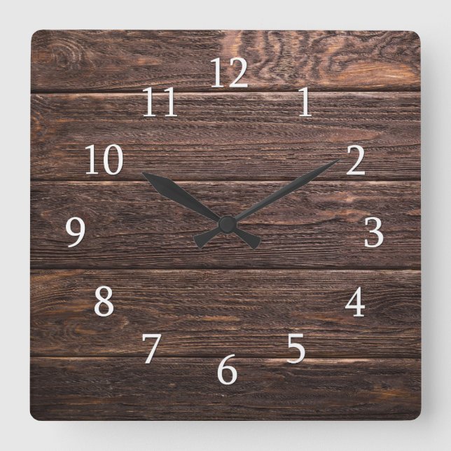 Rustikales Landhaus Quadratische Wanduhr (Vorderseite)