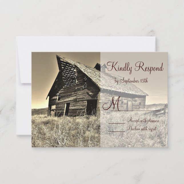 Rustikales Landhaus RSVP Cards Karte (Vorderseite)