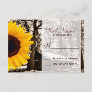 Rustikales Landhaus Sonnenblumen Hochzeitskarten R RSVP Karte