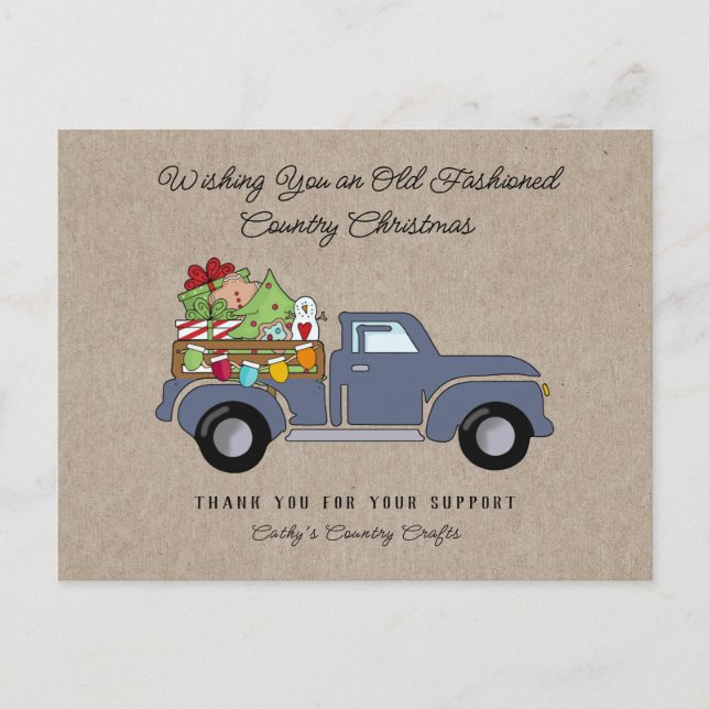 Rustikales Landhaus Weihnachten LKW Urlaub Postkarte (Vorderseite)