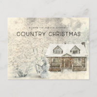 Rustikales Landhaus Weihnachtsname Postkarte