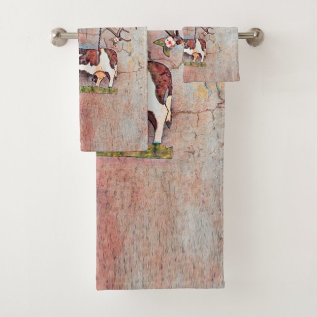 Rustikales Landhaus Western Kuh Bauernhof Badhandtuch Set (Insitu)