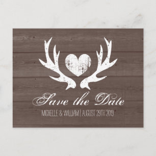 Rustikales Landhirsch auf Save the Date Postkarten