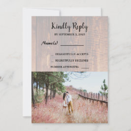 Rustikales ländliches Foto Hochzeit RSV Einladung