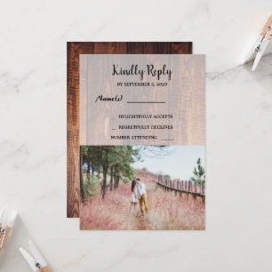 Rustikales ländliches Foto Hochzeit RSV Einladung