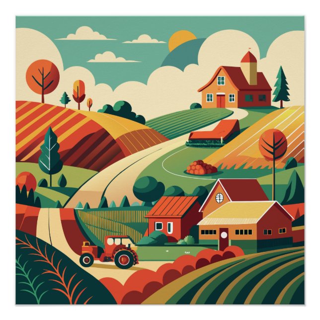 Rustikales Landschaftspanorama Poster (Vorderseite)