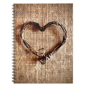 Rustikales Landweinherz auf Burlap Print Notizblock
