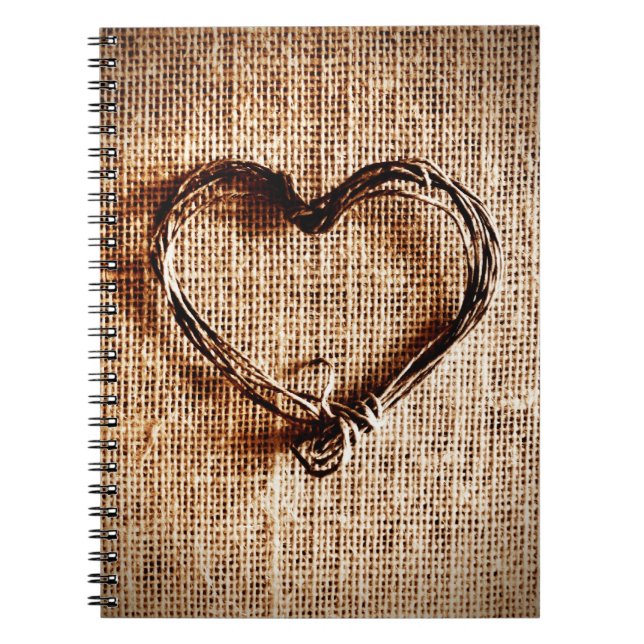 Rustikales Landweinherz auf Burlap Print Notizblock (Vorderseite)