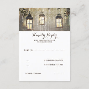 Rustikales Lanterna Wedding UAWG RSVP Karte