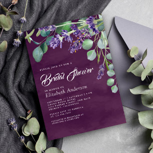 Rustikales Lavendel Eucalyptus Lila Brautparty Einladung