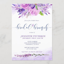 Rustikales Lavendel Lila Bridal Brunch Einladung