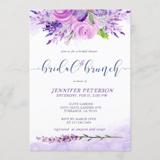 Rustikales Lavendel Lila Bridal Brunch Einladung