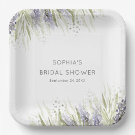 Rustikales Lavendel- und Sage-Brautparty Pappteller