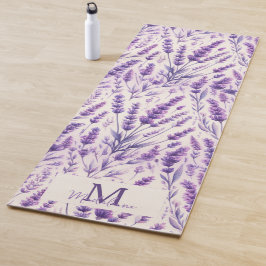 Rustikales Lavendelmuster Muster Chorname Monogram Yogamatte