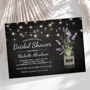 Rustikales Lavender Mason Jar Lights Brautparty Einladung
