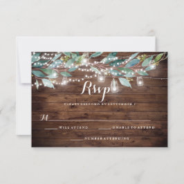 Rustikales Leaf String lights Wood Wedding RSVP